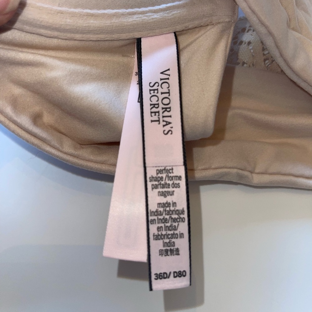 Victoria's Secret Racerback Perfect Shape Lace Back Nude Bra 36D - Picture 4 of 4